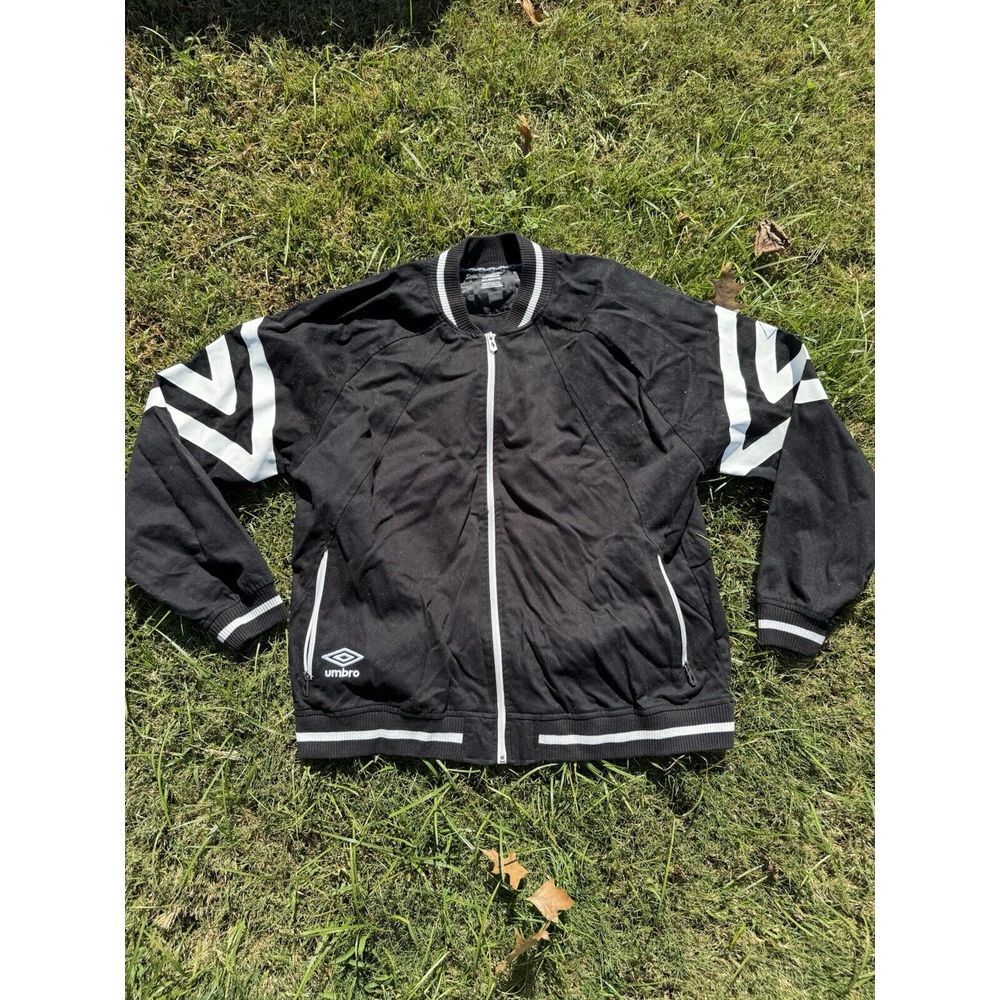 Umbro Men's Full Zip Double Diamond Graphics Jean Jacket in Black SZ XXL